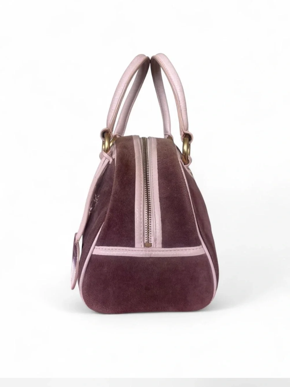 Vintage Juicy Couture pink + purple Bowler Bag with original duster